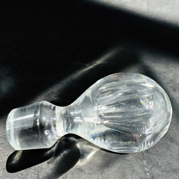 Vintage Decanter Stopper Clear Crystal Heavy Artist Signed Bottle Stopper Decor - Picture 1 of 15